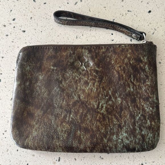 Patricia Nash Cassini Wristlet Leather Brown Turquoise Tooled Floral Zip Closure - Picture 2 of 12